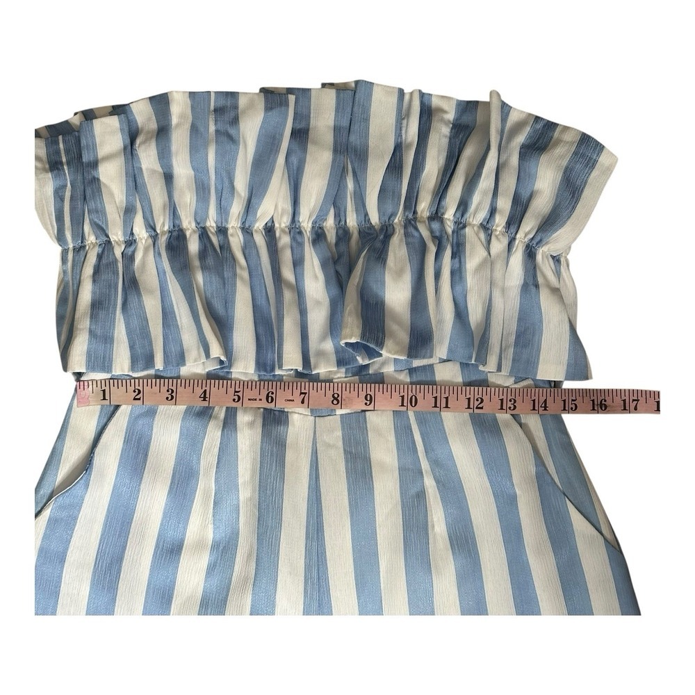 Entro Voluminous Top‎ Wide Leg Blue White Striped Jumpsuit Size Medium - Picture 5 of 12